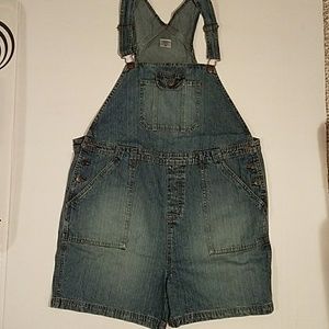 Maternity large jeans shorts overalls